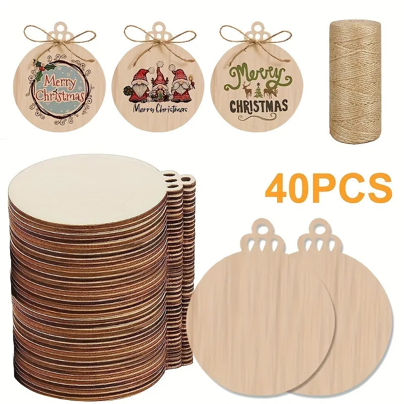 10 Wooden Discs with Rope for Crafts Decor and Marking