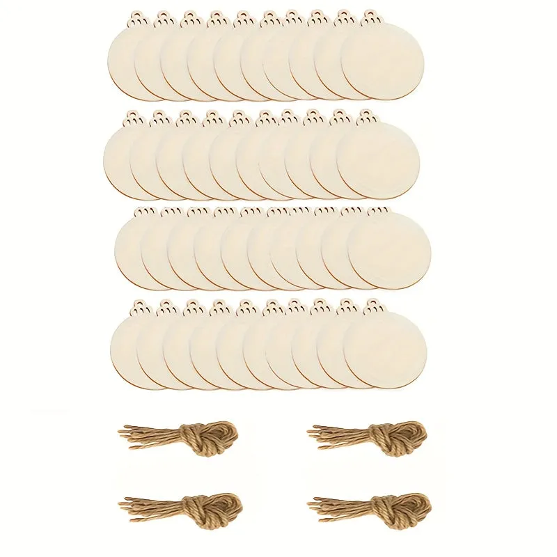 10 Wooden Discs with Rope for Crafts Decor and Marking