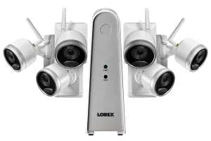 1080p Wire-Free camera system with 6 battery operated cameras, 65ft night vision, mic and speaker for two way audio, No Monthly Fees