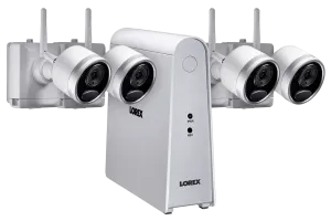 1080p Wireless camera system with 4 battery operated  wire-free cameras, 65ft night vision, mic and speaker for two way audio, No Monthly Fees