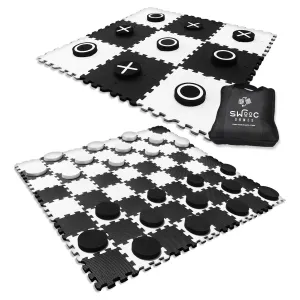 2-in-1 Giant Checkers & Tic Tac Toe Game