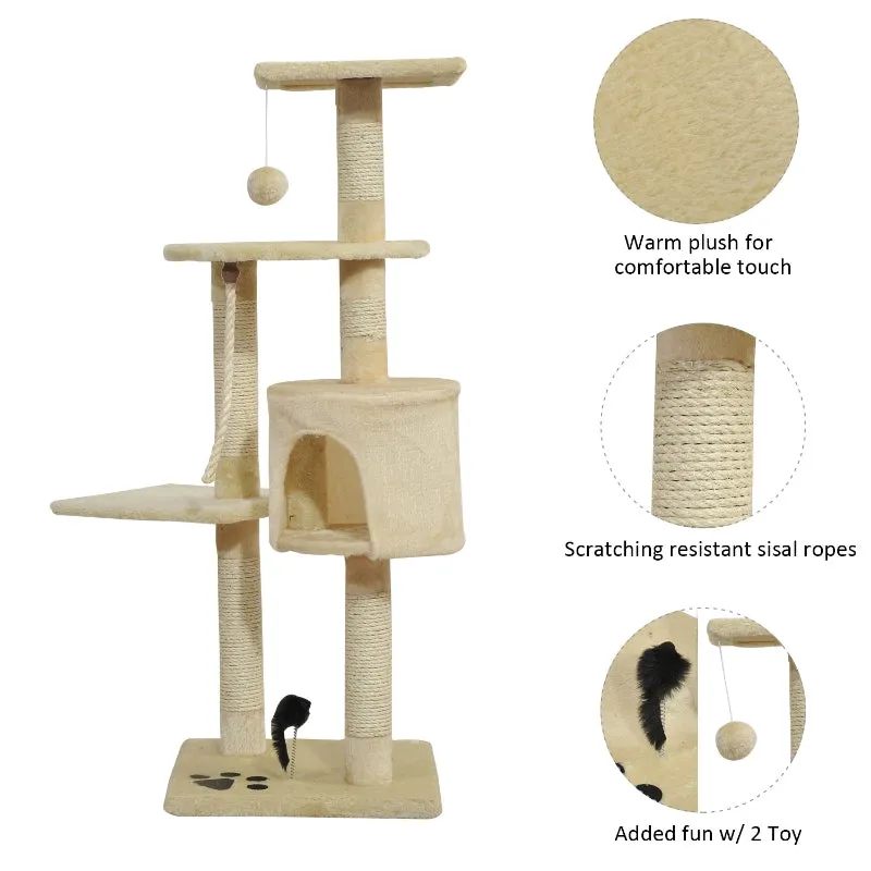 44" Cat Tree Scratching Post - Beige