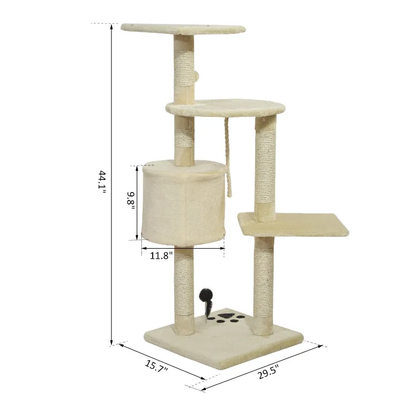 44" Cat Tree Scratching Post - Beige