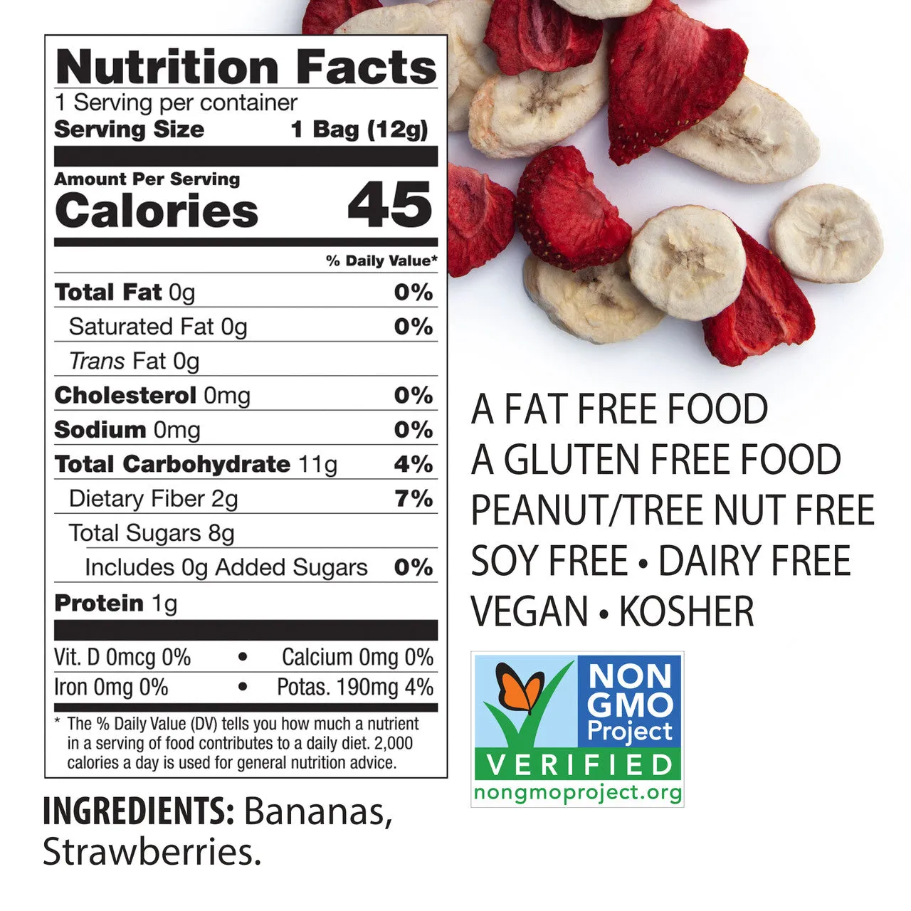 Brother's All Natural Freeze Dried Banana & Strawberry Fruit Crisps Single .42oz