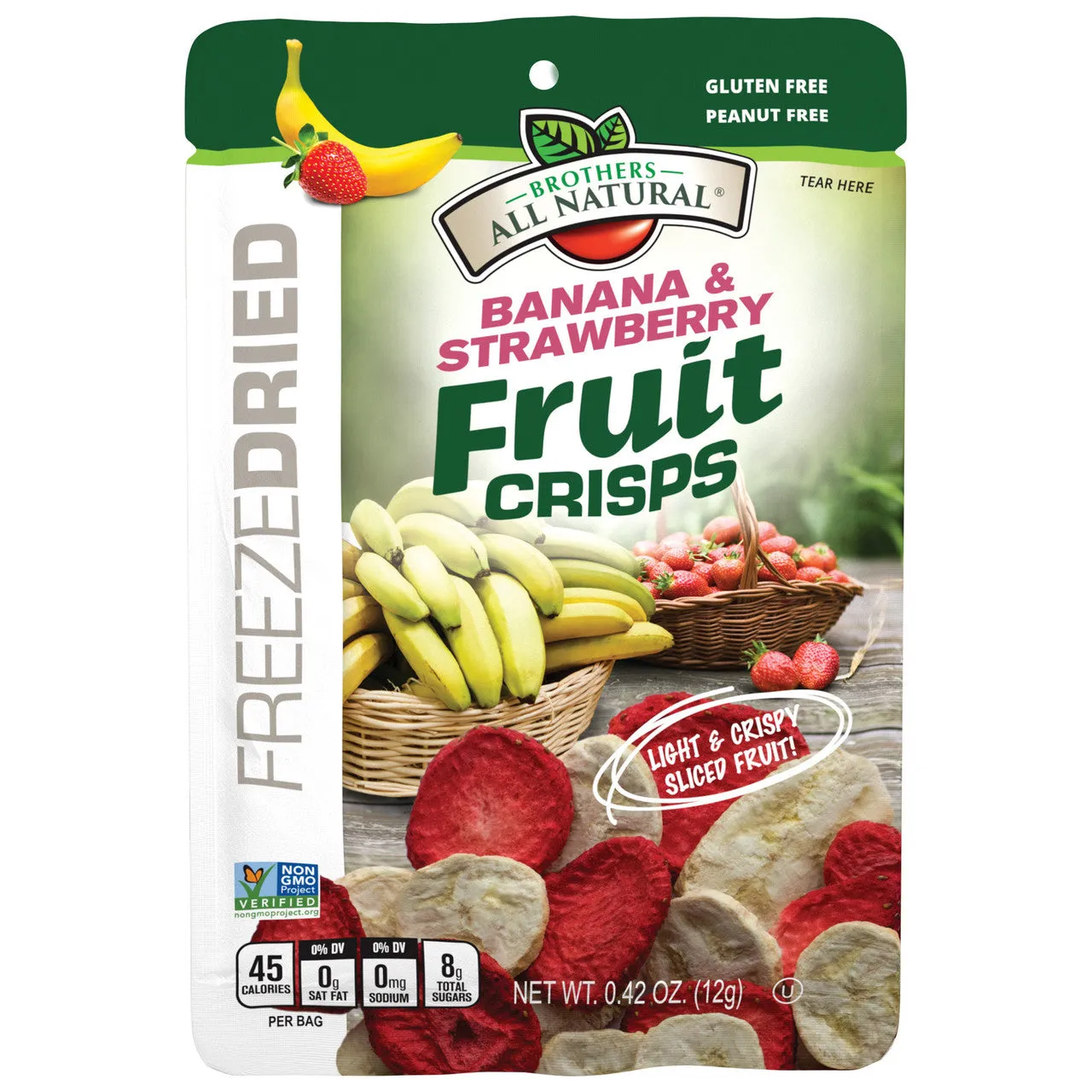 Brother's All Natural Freeze Dried Banana & Strawberry Fruit Crisps Single .42oz