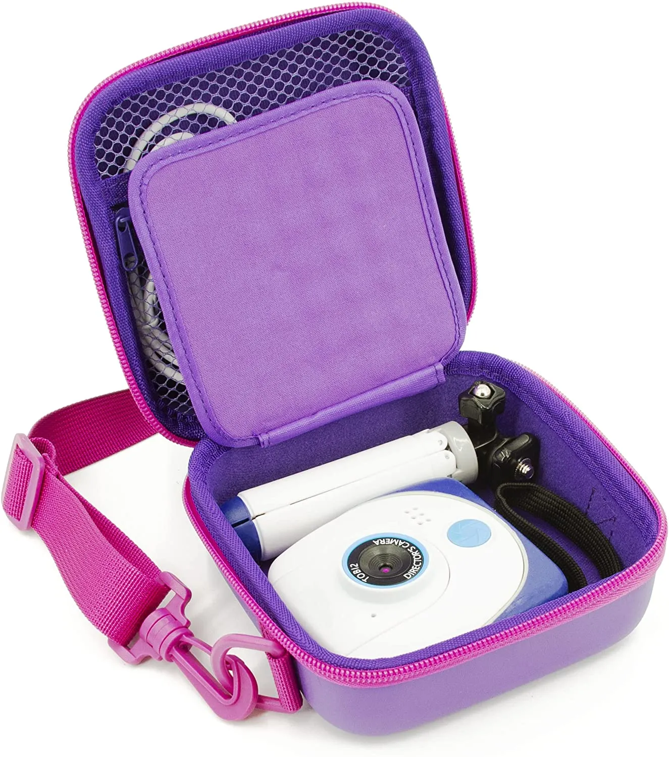 CASEMATIX Video Camera Travel Case Compatible with Little Tikes Tobi 2 Director's Camera, Tripod and Charging Cable - Camera Case, Purple Case Only