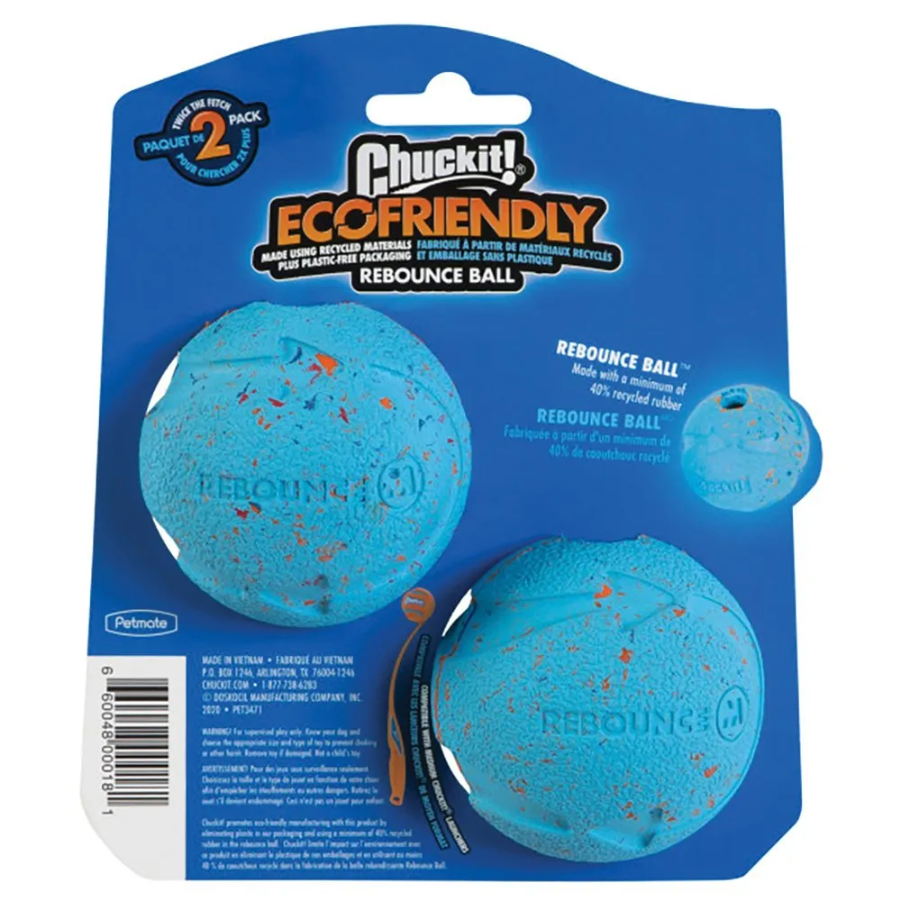 Chuckit Rebounce Recycled Rubber Ball Medium Dog Toy 2 Pack