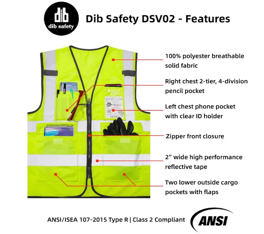 Dib Safety Reflective Vest - Yellow