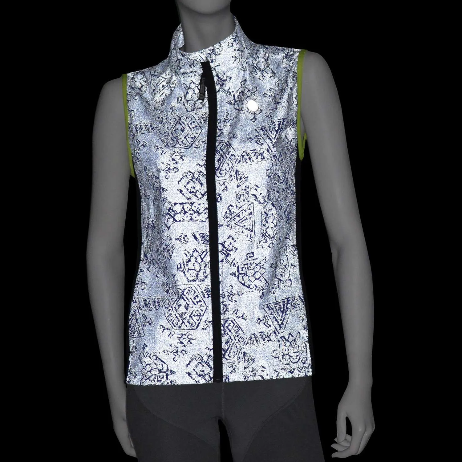 FINAL SALE: Women's Newport Packable Reflective Vest in Deep Purple Aztec/Flo Lime