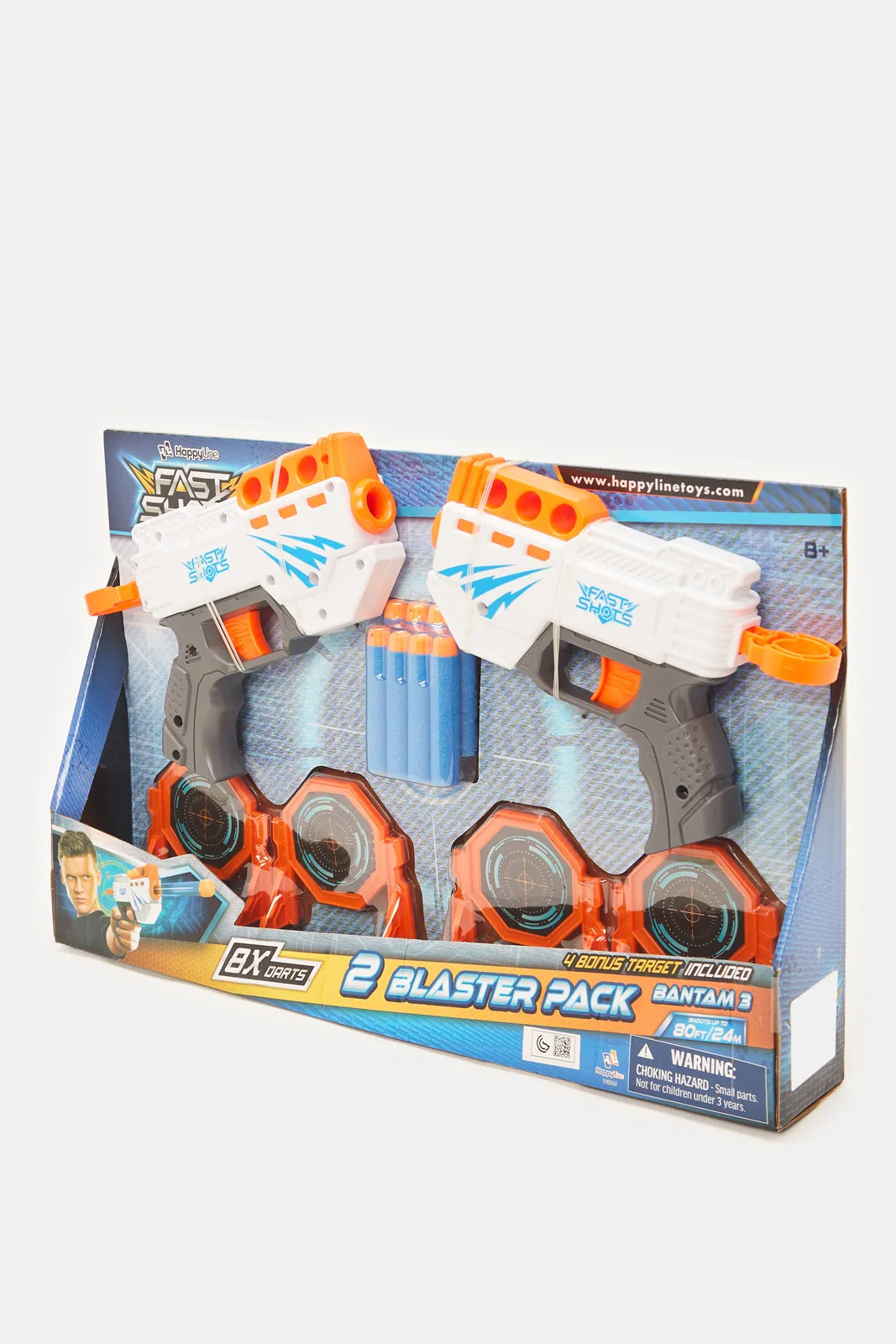 Grey And Orange Foam Launchers With Darts And Targets (14 Piece)