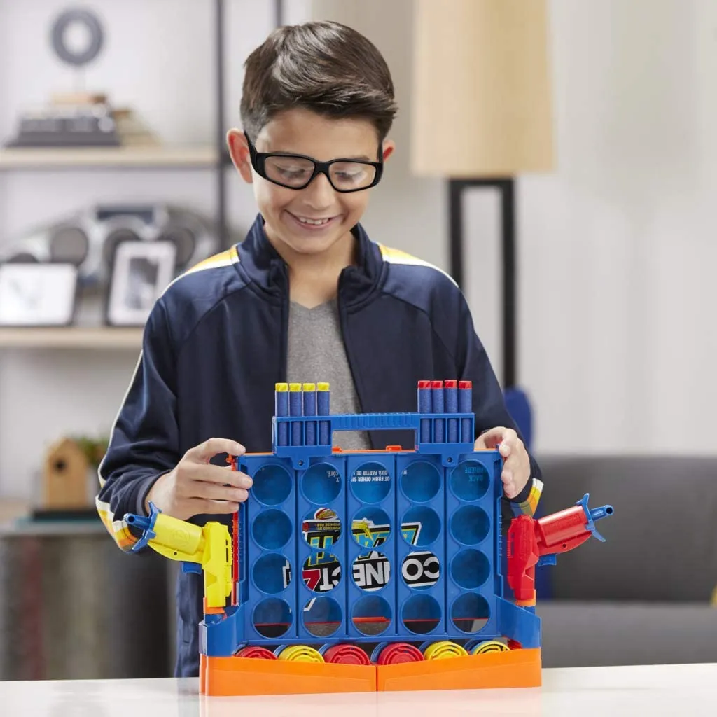 Hasbro Gaming- Connect 4 Blast - Fun Family Nerf Launcher and Nerf Foam Darts Game