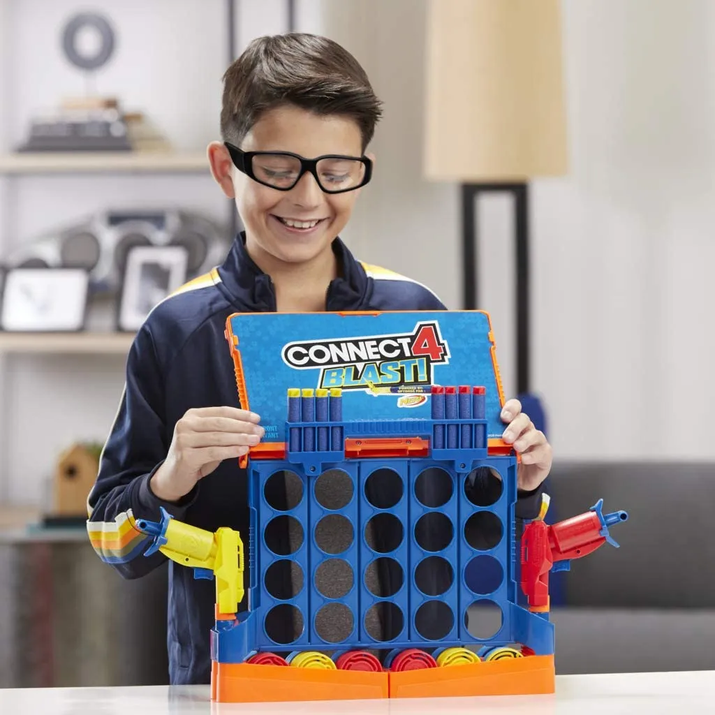 Hasbro Gaming- Connect 4 Blast - Fun Family Nerf Launcher and Nerf Foam Darts Game