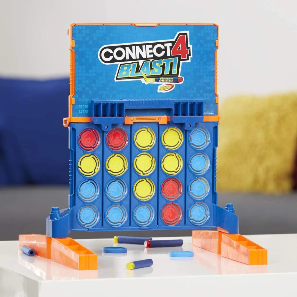 Hasbro Gaming- Connect 4 Blast - Fun Family Nerf Launcher and Nerf Foam Darts Game