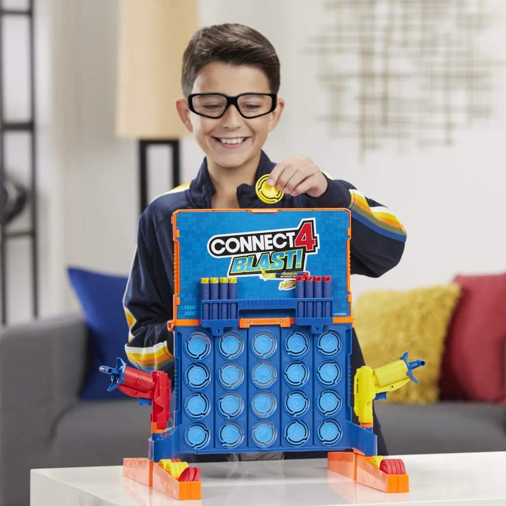 Hasbro Gaming- Connect 4 Blast - Fun Family Nerf Launcher and Nerf Foam Darts Game