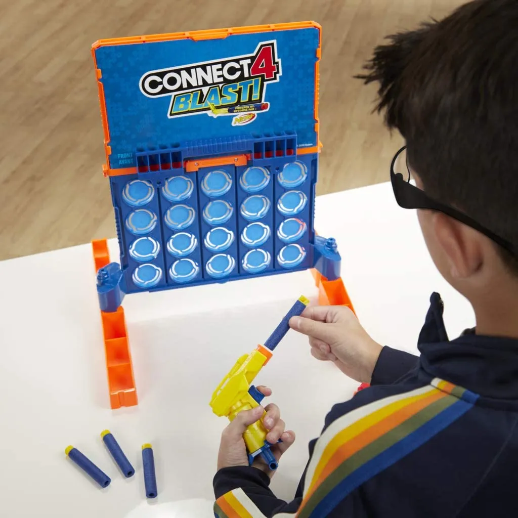 Hasbro Gaming- Connect 4 Blast - Fun Family Nerf Launcher and Nerf Foam Darts Game