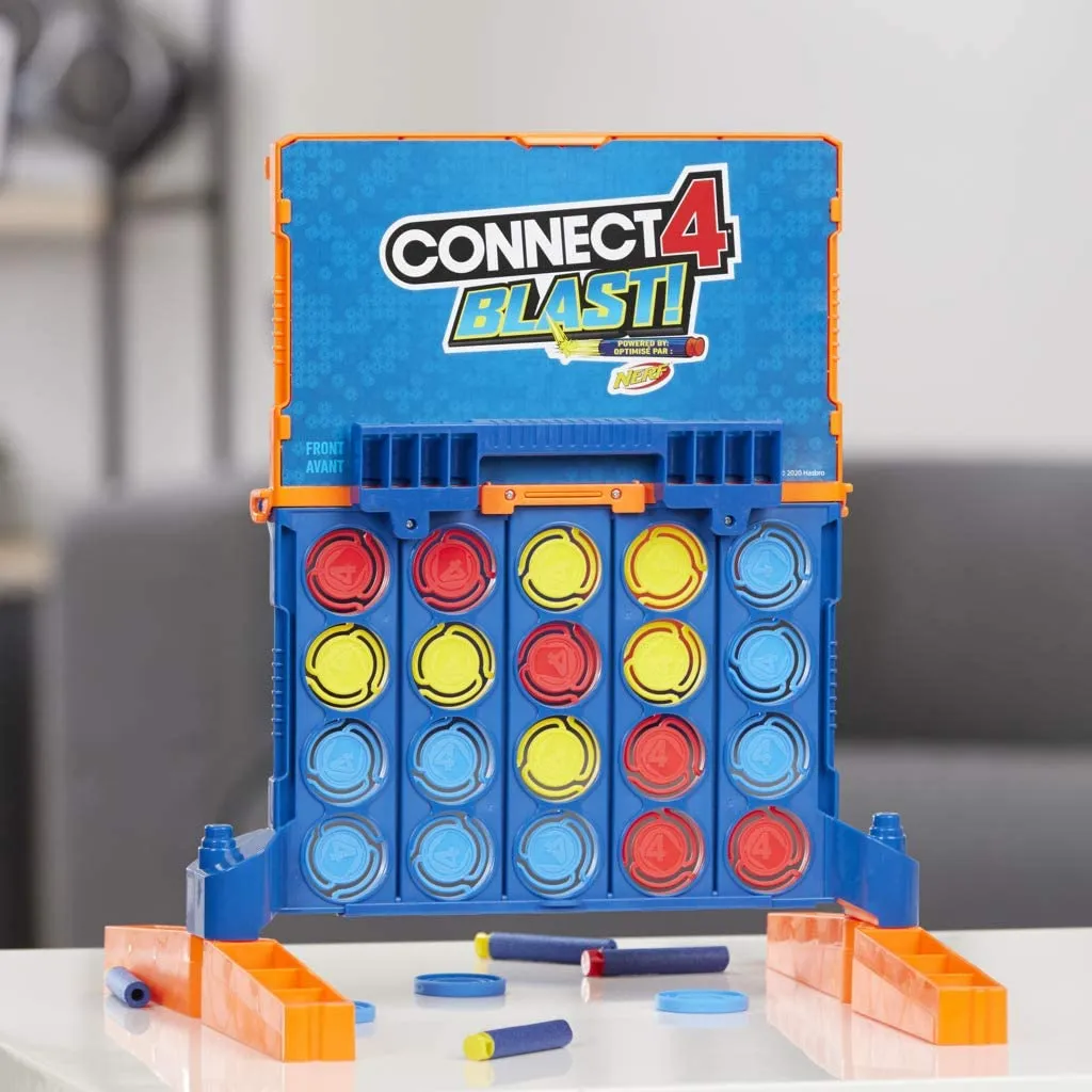 Hasbro Gaming- Connect 4 Blast - Fun Family Nerf Launcher and Nerf Foam Darts Game