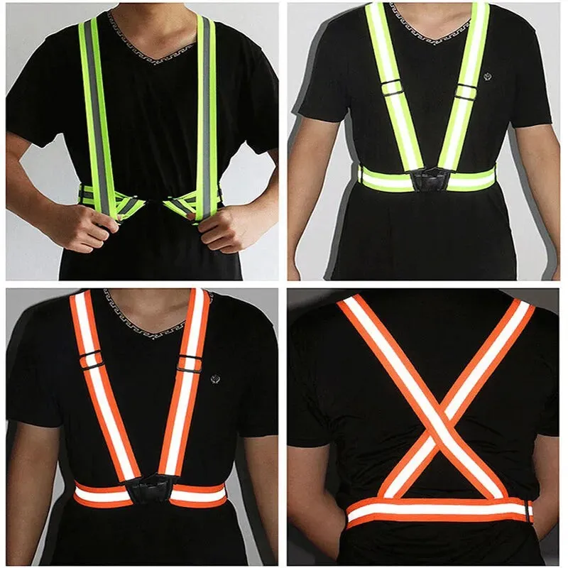 High Gloss Reflective Harness For Night Run Cycling Reflective Harness Elastic Elastic Belt For Sanitation Construction Reflecti