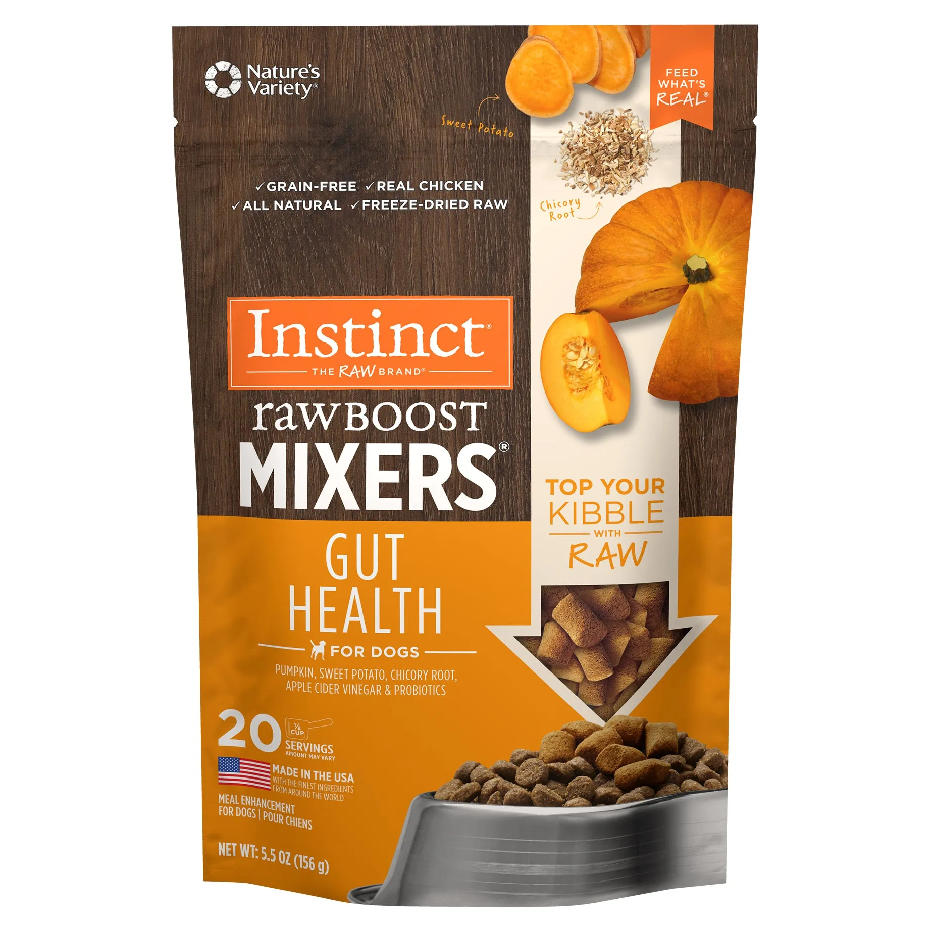 Instinct Raw Boost Mixers Gut Health Freeze Dried Dog Food