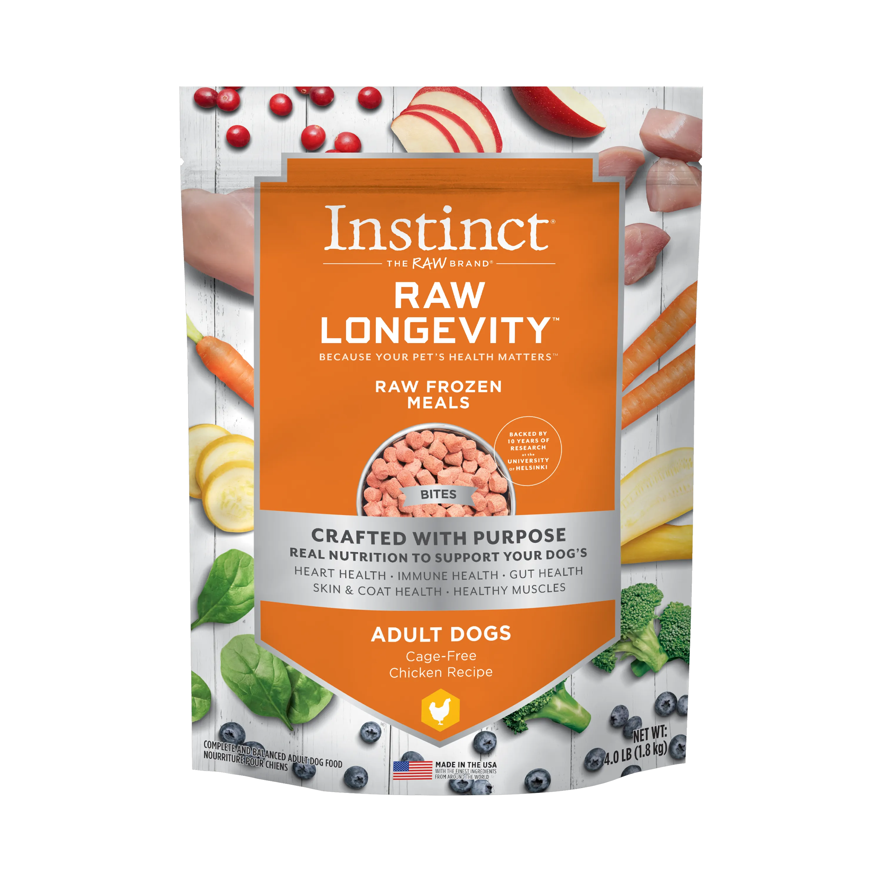 Instinct Raw Longevity Cage-Free Chicken Bites Frozen Dog Food