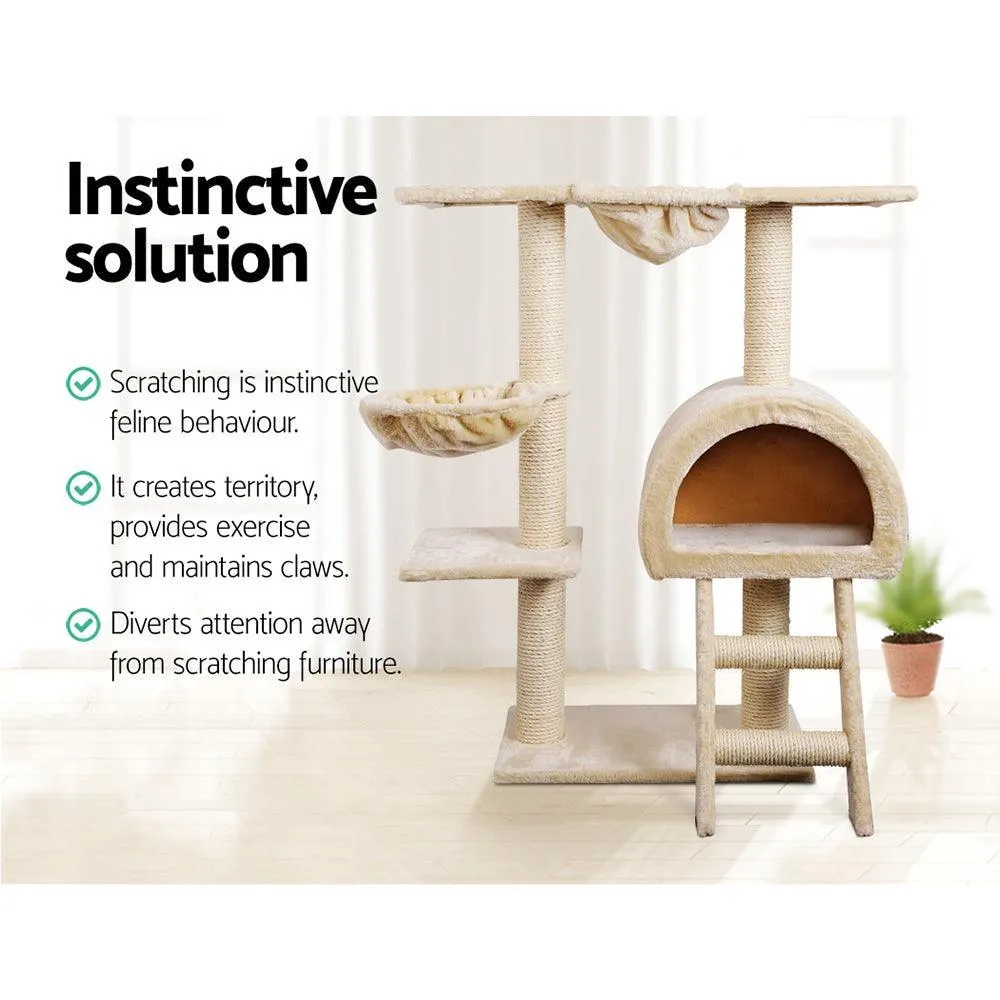 i.Pet Cat Tree 100cm Trees Scratching Post Scratcher Tower Condo House Furniture Wood Beige