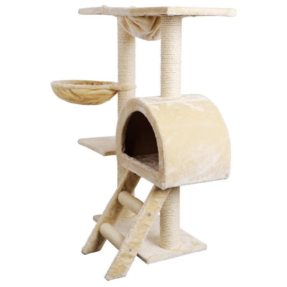 i.Pet Cat Tree 100cm Trees Scratching Post Scratcher Tower Condo House Furniture Wood Beige