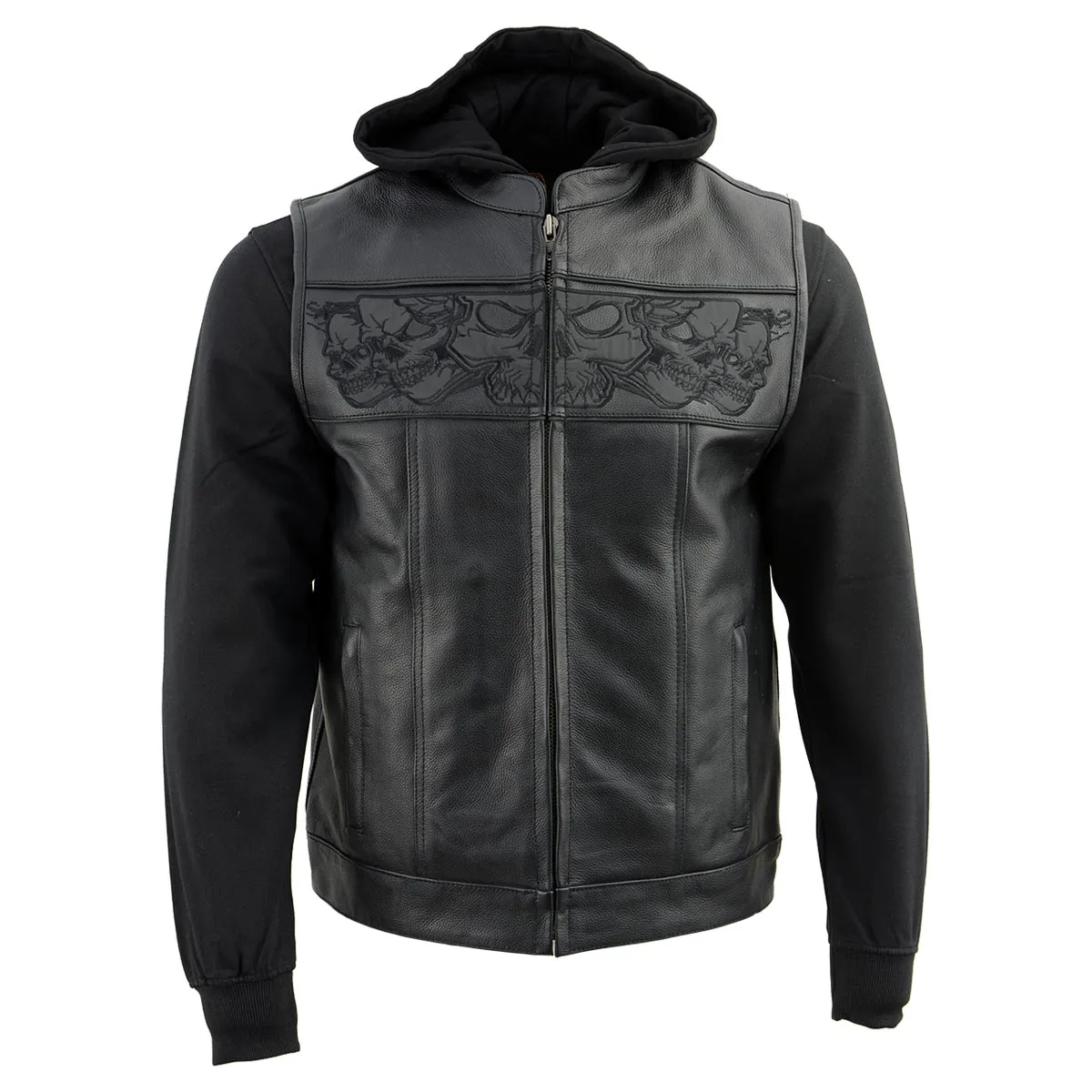 Milwaukee Leather MLM3563 Men's Leather Vest w/ Removeable Hoodie -