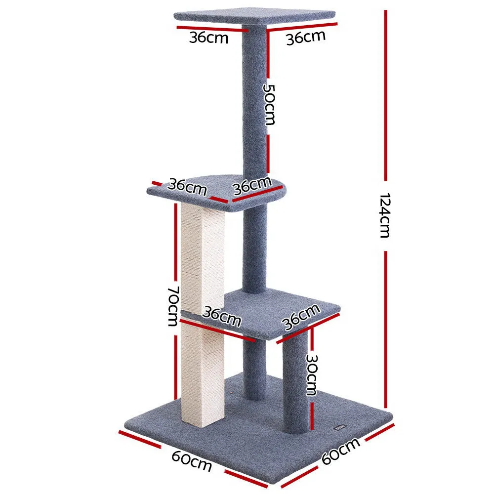 Multi-Level Cat Tree Tower, Sisal Posts, 124cm - i.Pet