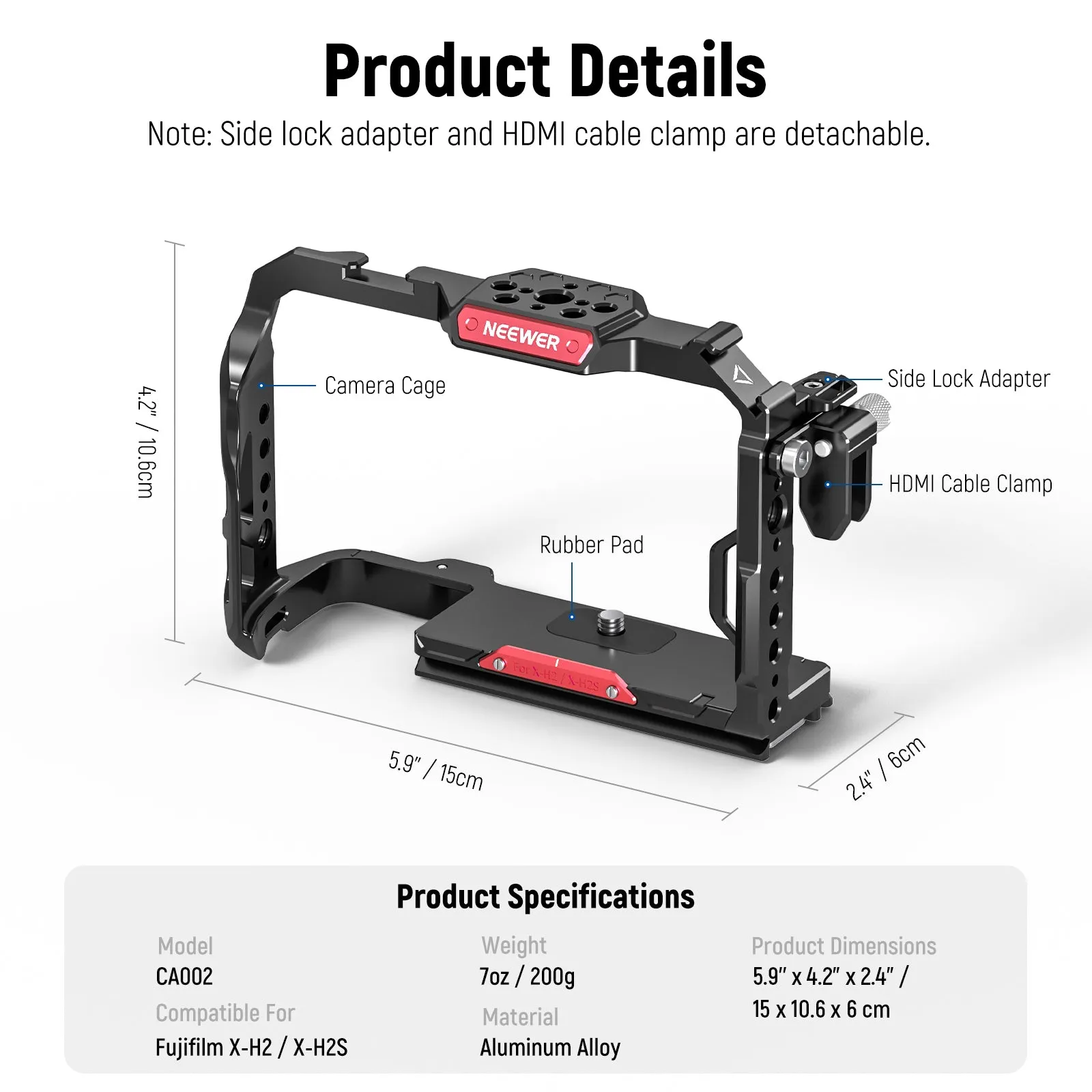 NEEWER CA002 Alloy Camera Cage for FUJIFILM X-H2/X-H2S