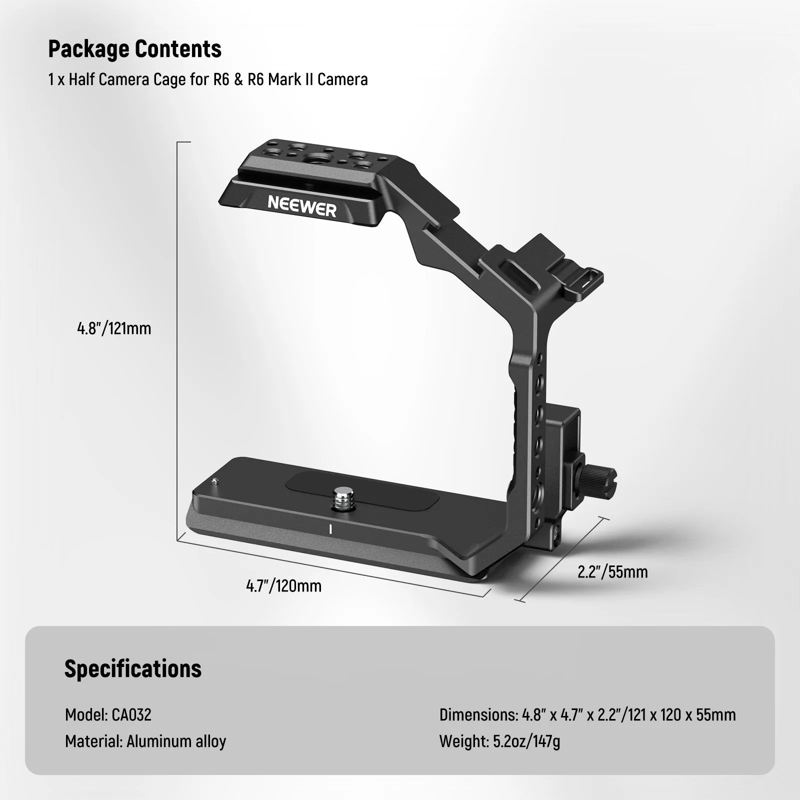 NEEWER CA032 Half Camera Cage For Canon R6 & R6 Mark II