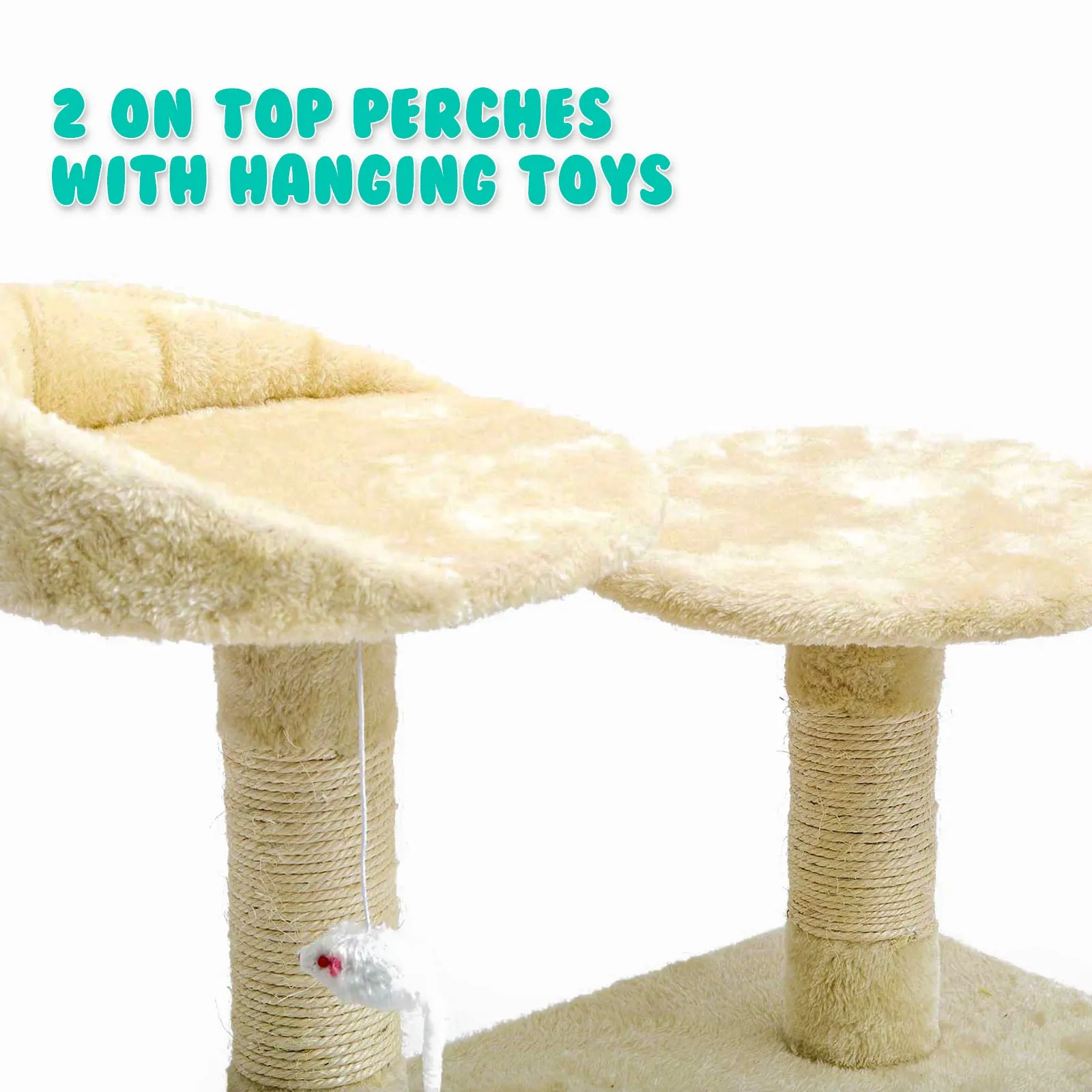 Paw Mate 130cm Beige Cat Tree Soho Multi Level Scratcher