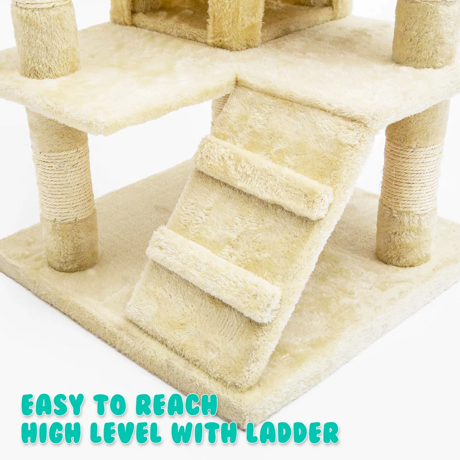 Paw Mate 130cm Beige Cat Tree Soho Multi Level Scratcher