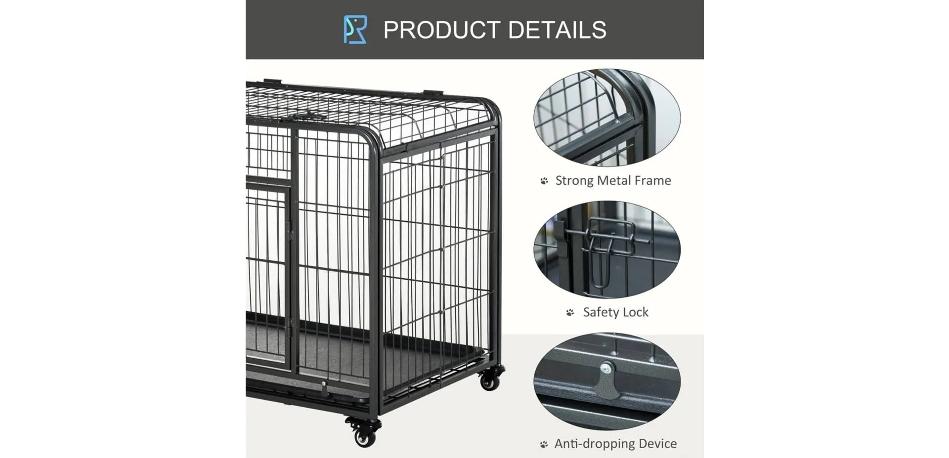 PawHut Dog Cage D02-052V01 780 x 1095 x 710 mm Grey