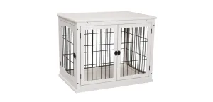 PawHut Pet Crate End Wooden Table White 81 x 58.5 x 66 cm