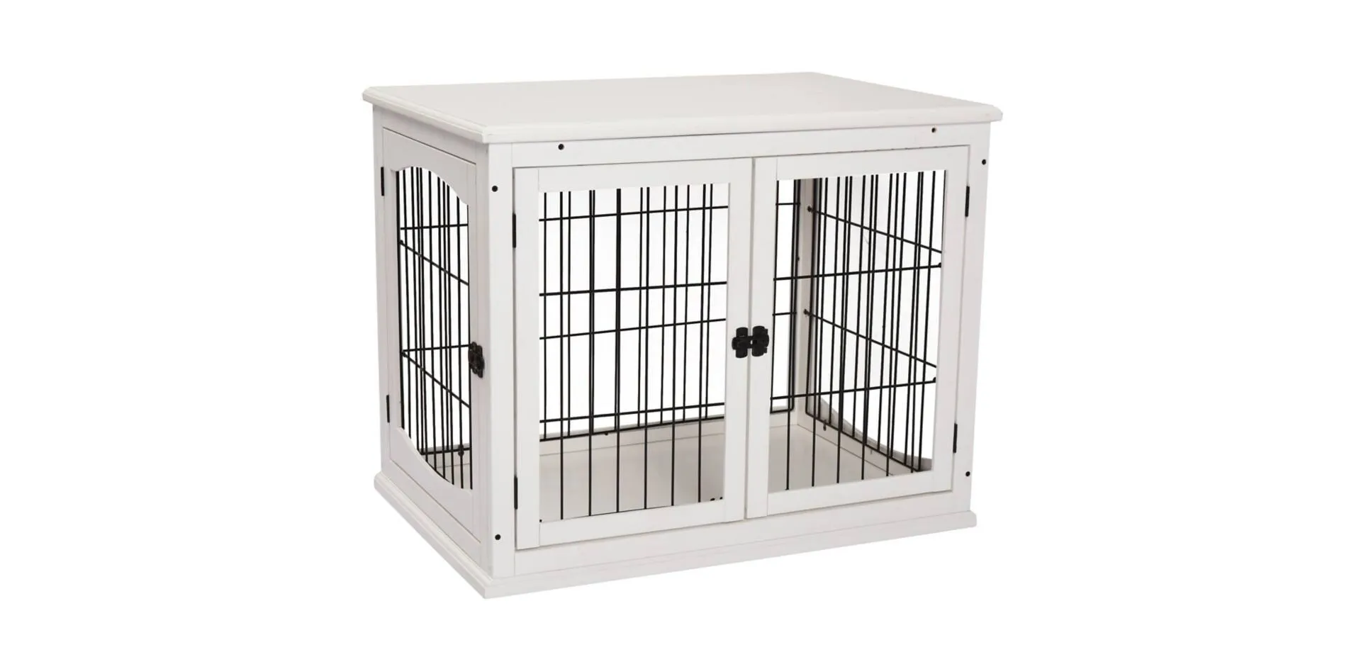 PawHut Pet Crate End Wooden Table White 81 x 58.5 x 66 cm