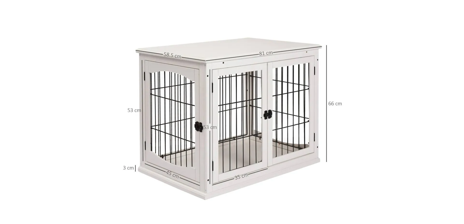 PawHut Pet Crate End Wooden Table White 81 x 58.5 x 66 cm