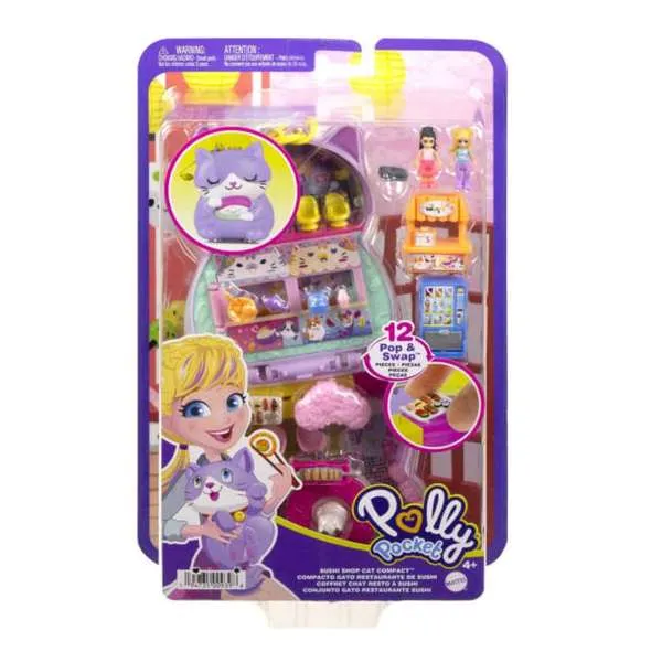 Polly Pocket Big Pocket World Sushi Shop Cat Compact