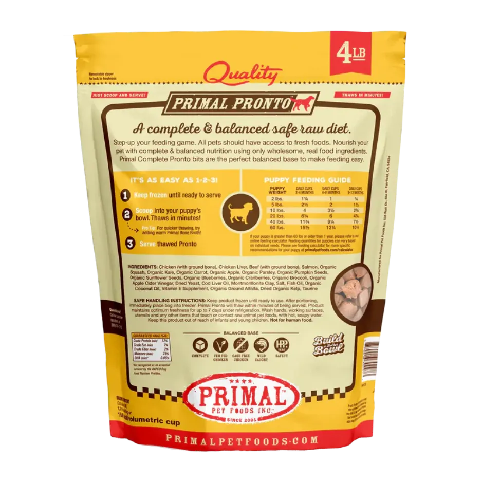 Primal Pronto Puppy Formula Raw Frozen Dog Food 4lb