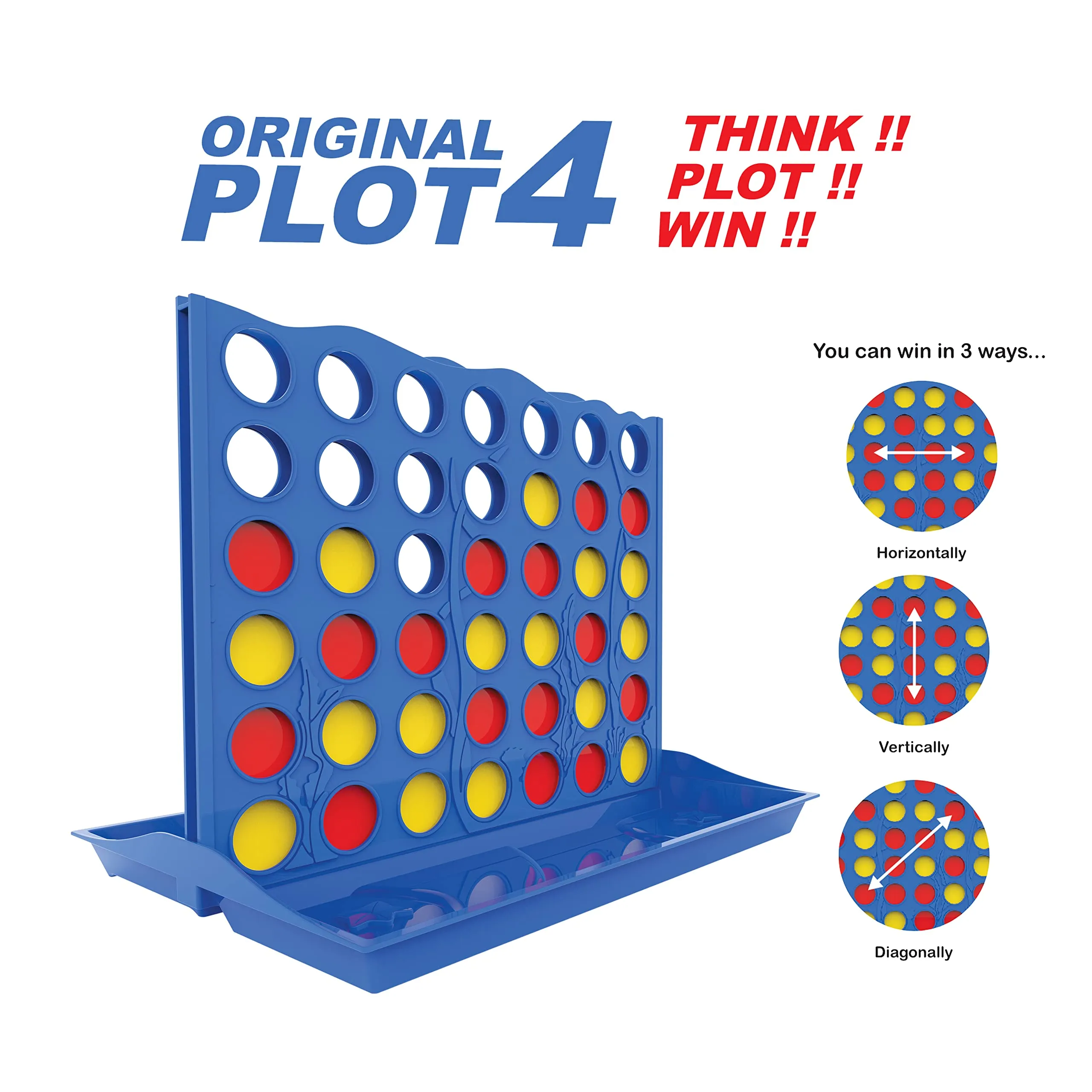 Ratna's Original Plot 4 Big Board Game Family Game Strategy Game for 2 Players Ages 5 & Up