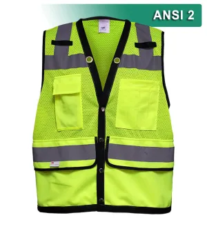 Reflective Apparel Multi-Pocket Safety Vest: Hi-Vis Mesh Vest: Surveyor (RAF-587-ET)