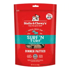 Stella & Chewy's Dog Freeze-Dried Dinner Patties - Surf 'N Turf Beef & Salmon 25oz