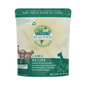 Steve's Real Food Freeze-Dried Raw Dog and Cat Food Nuggets Lamu, 1.25 lbs