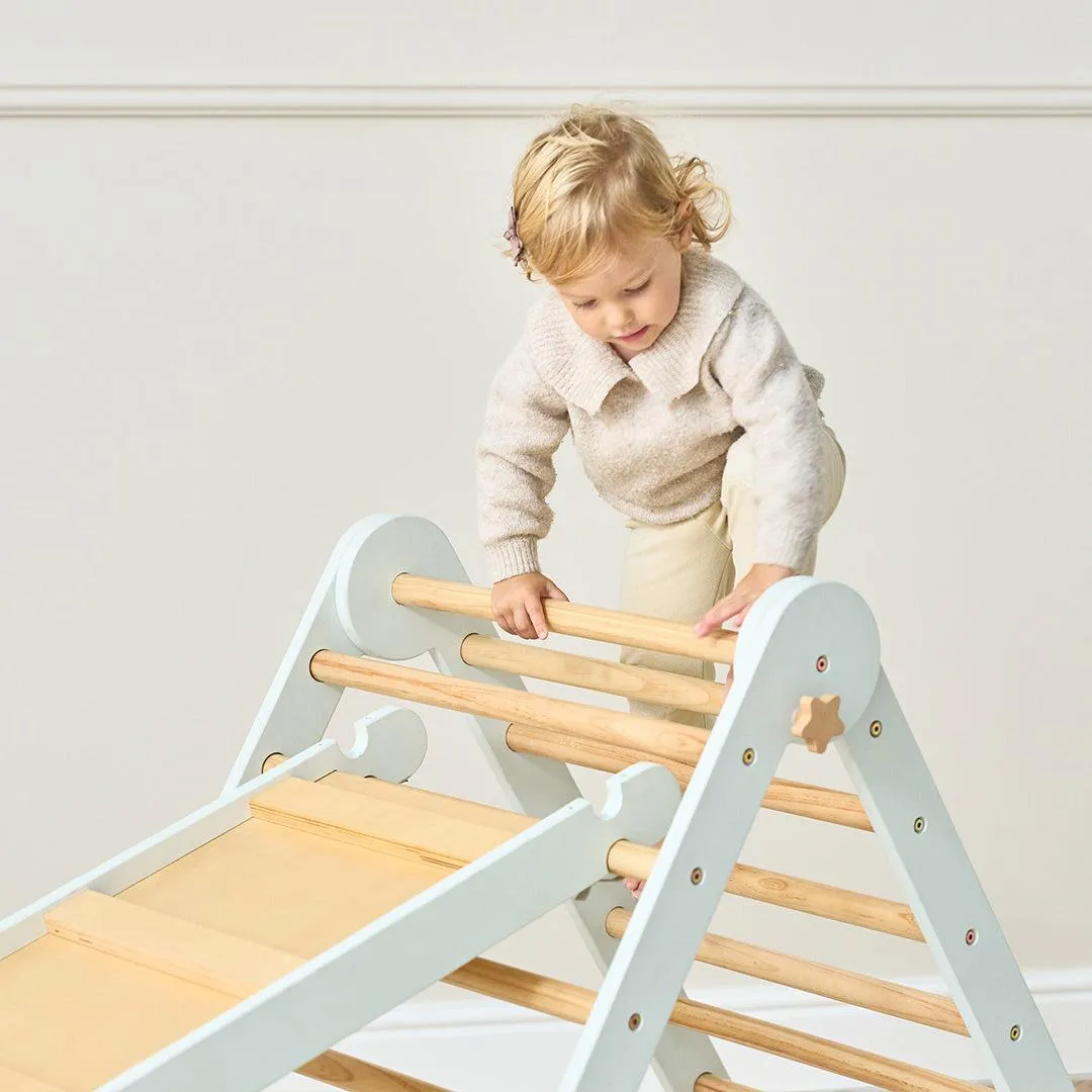 Tutti Bambini Scala Montessori 3 In 1 Pikler Climbing Frame With Climbing Wall  - Sea Mist