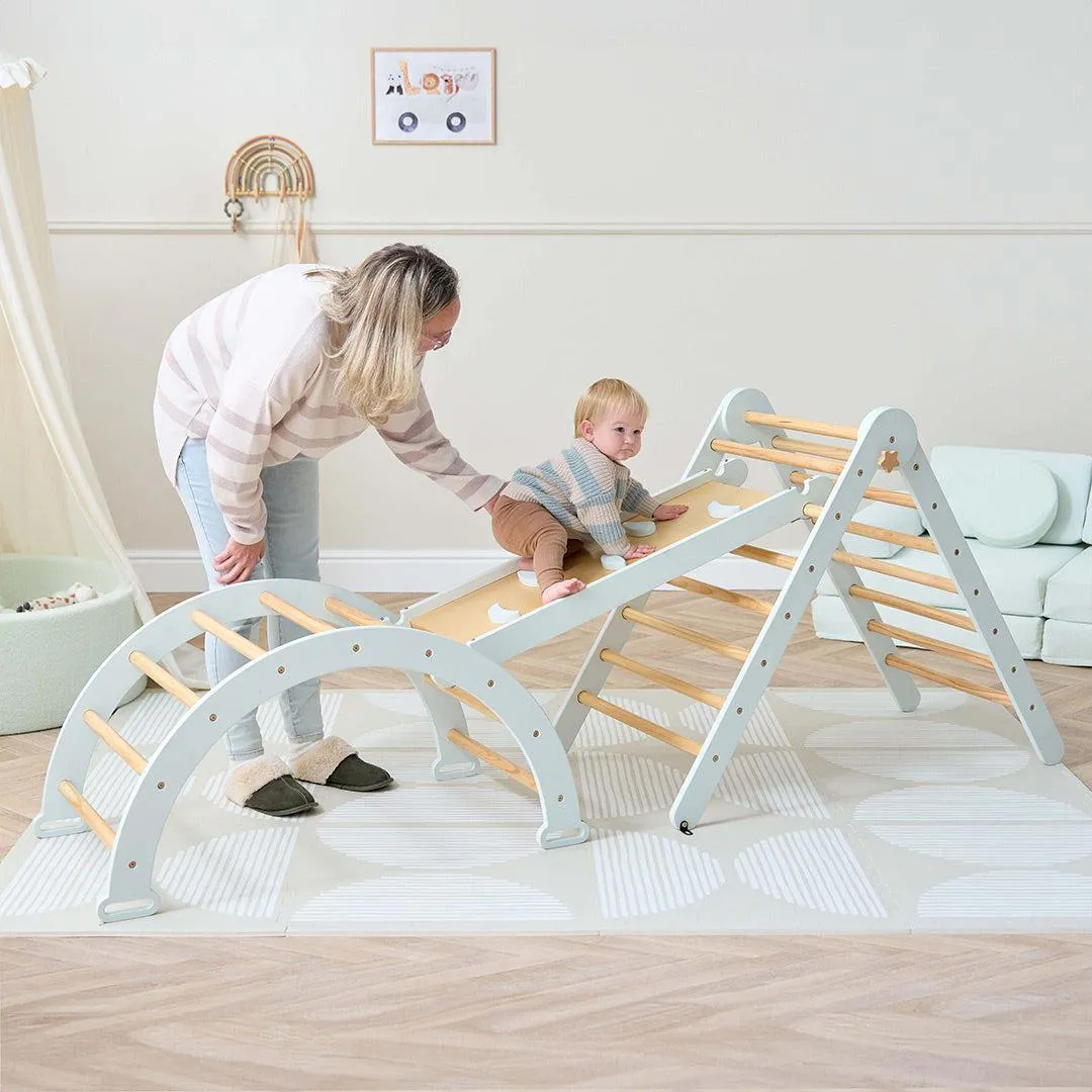 Tutti Bambini Scala Montessori 3 In 1 Pikler Climbing Frame With Climbing Wall  - Sea Mist