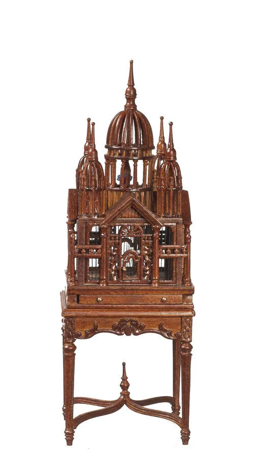 Victorian Birdcage on Table, Walnut Finish - LAST ONE