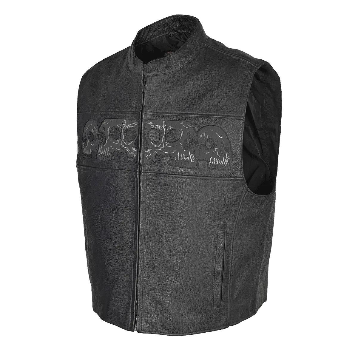 VL935 Vance Leather Men's Reflective Skull Vest