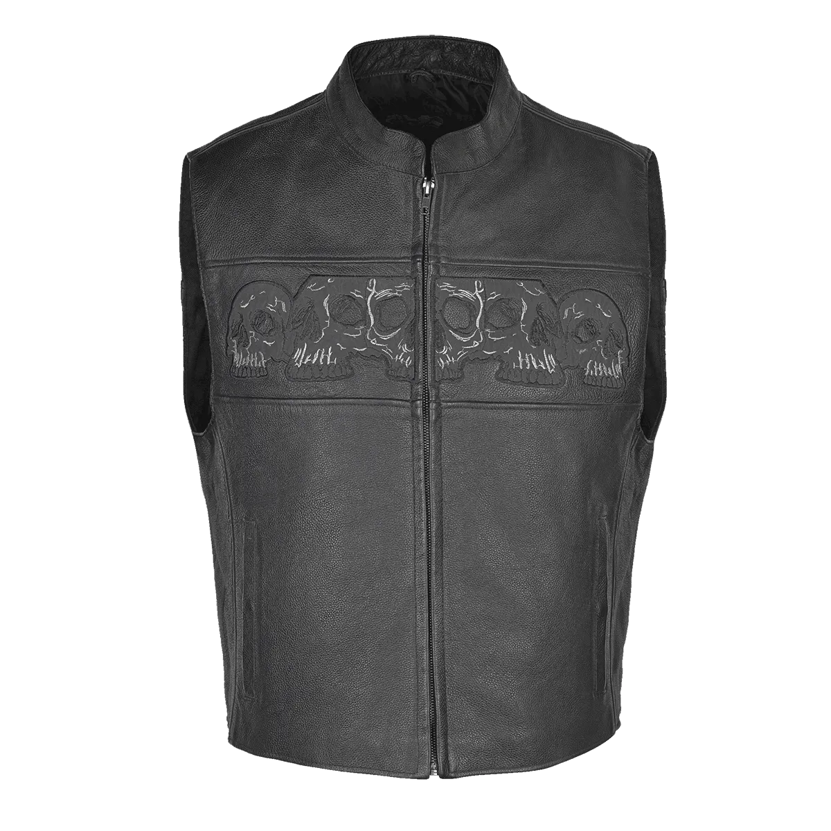 VL935 Vance Leather Men's Reflective Skull Vest