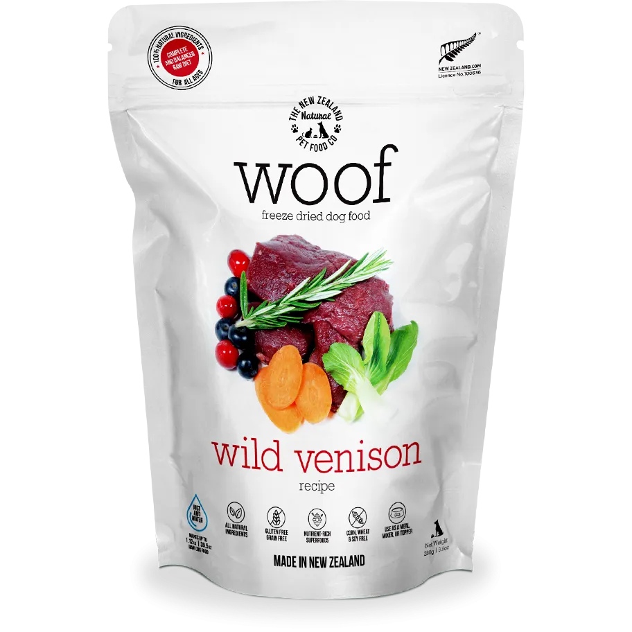 Woof Freeze-Dried Raw Wild Venison Dog Food 280g